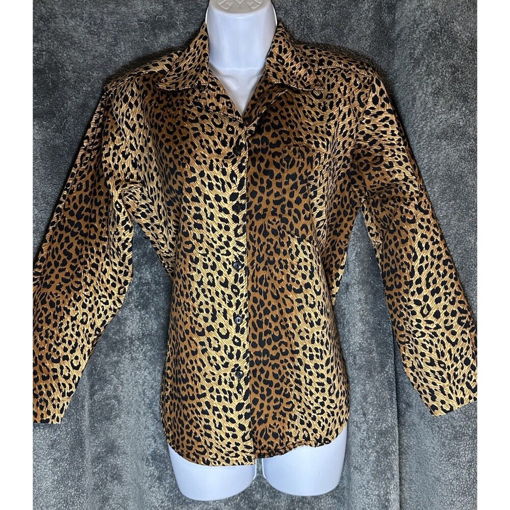 Vintage Retro California Krush Womans Leopard Animal Print Top Shirt S